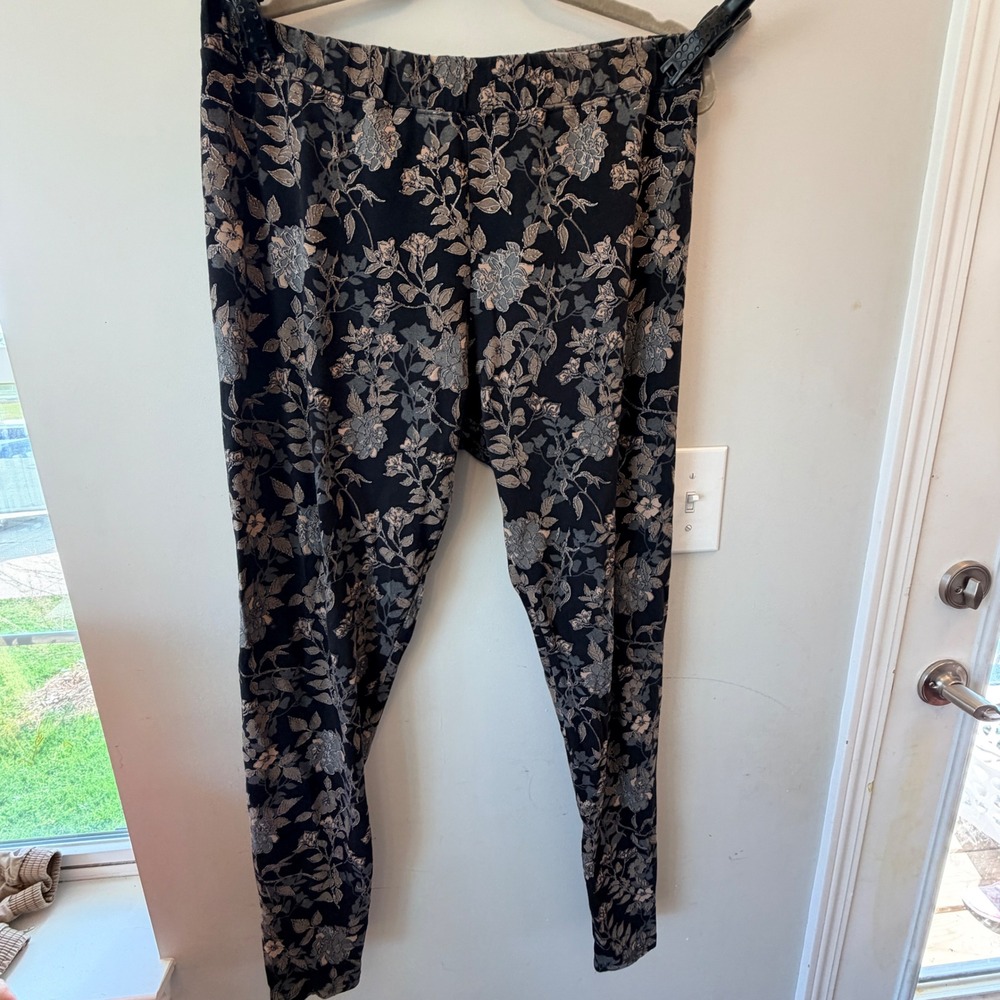 Soft Surroundings Floral Leggings Women 1XL Stretch Dark Cottagecore Whimsigoth